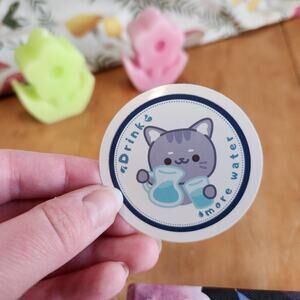 Drink Your Water Vinyl Laptop Sticker Funny  Joke Gag Gift Kitty Cat For Friend